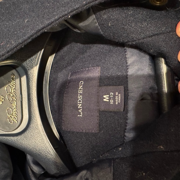 Navy Toggle Girl's Coat Lands' End 10-12 - Picture 3 of 3